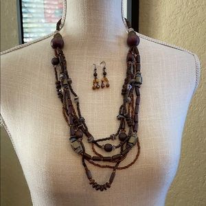 Set of necklace and earrings